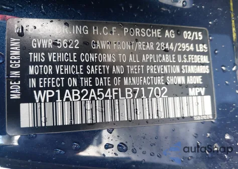 2015 Porsche Macan S из США, поврежденный, VIN WP1AB2A54FLB71702